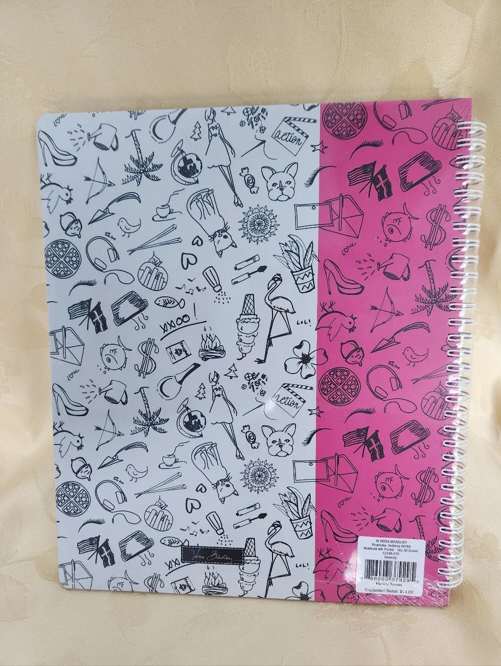 Vera Bradley Sketchy Spiral Notebook 80 Pages NWT